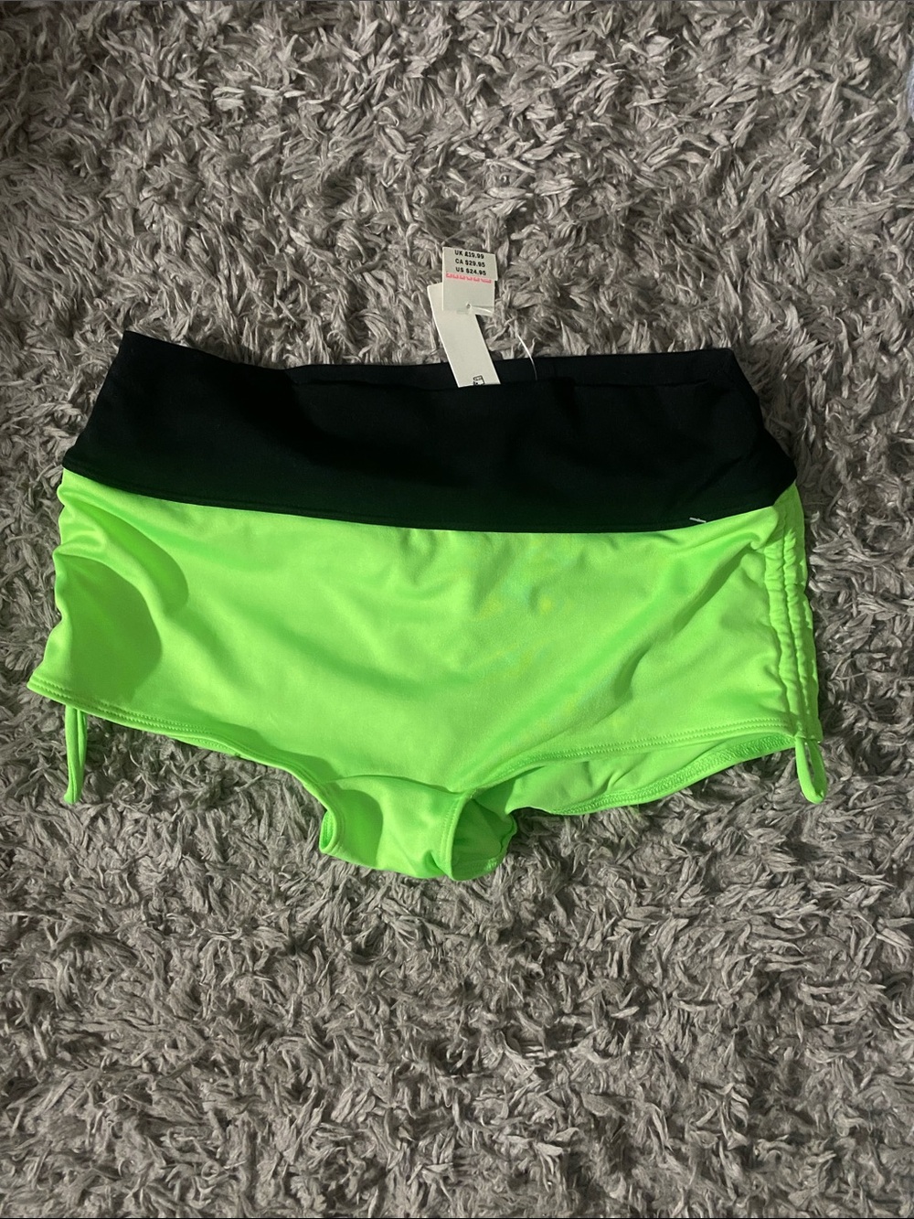 Victoria’s Secret pink Neon Green Athletic Swim Shorts with Black Waistband